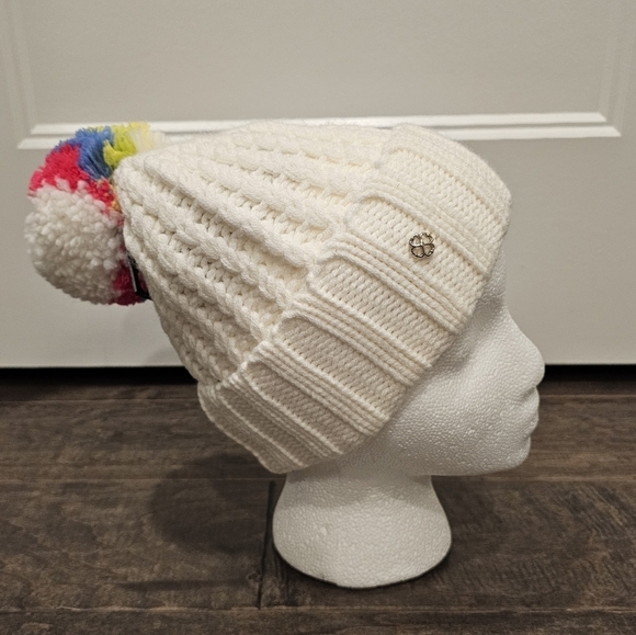 New Kate Spade New York Women\'s Knit White Beanie main image 3